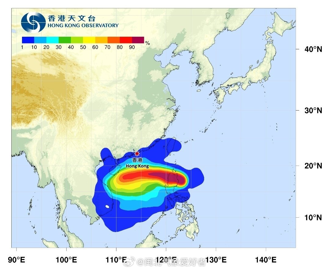 桃芝周一至至周二闯港800公里 天文台将发一号信号